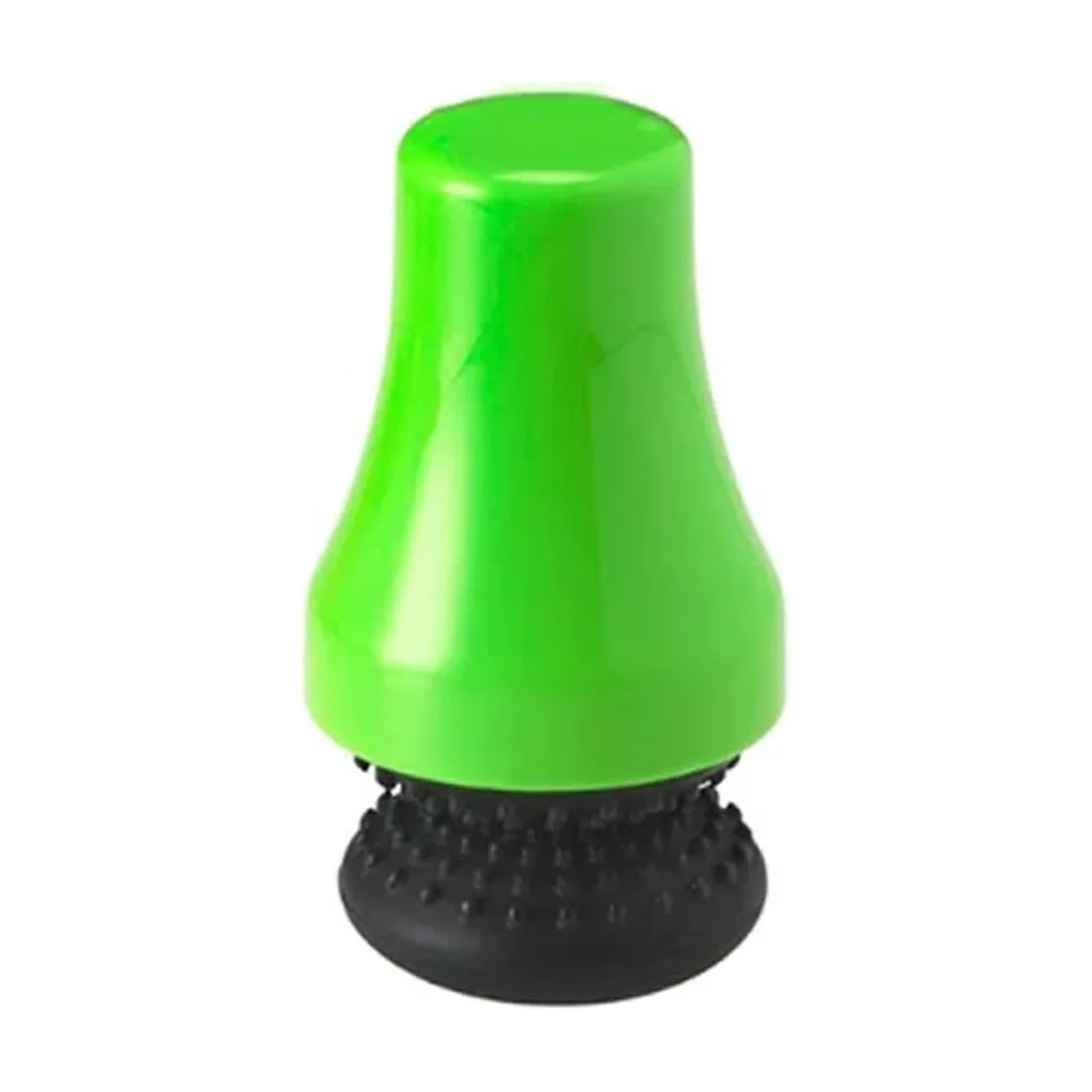 Imán para limpieza de cachimba con cuerpo verde de forma acampanada y base negra circular con pequeñas protuberancias. Imán para limpieza de cachimba con cuerpo verde de forma acampanada y base negra circular con pequeñas protuberancias.