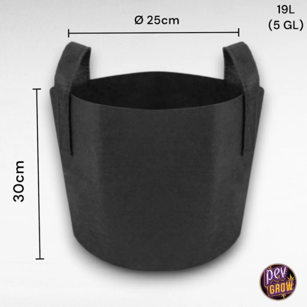 Maceta de Tejido Negro con Asas 19L (5GAL)