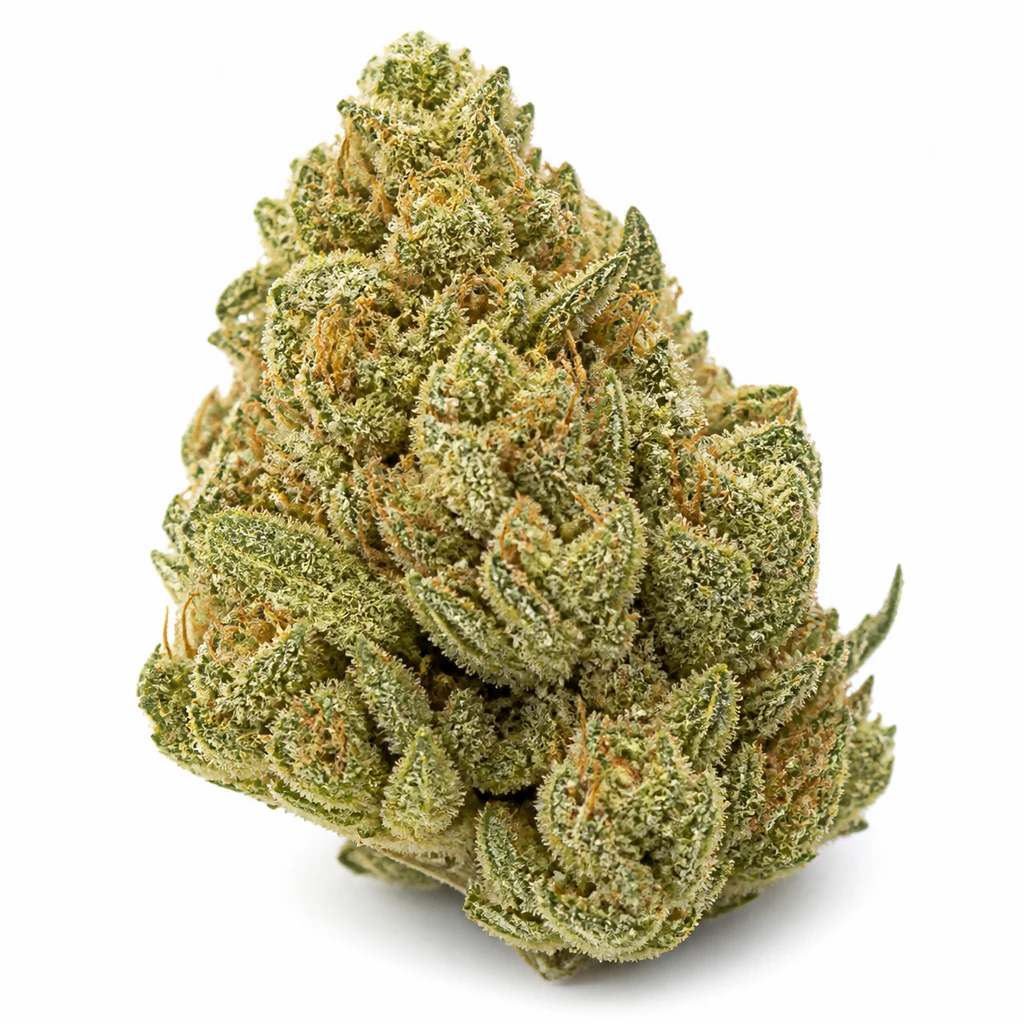 Ilustración de un cogollo verde con filamentos anaranjados sobre fondo blanco para la ficha de Original Sour Diesel Feminizada.