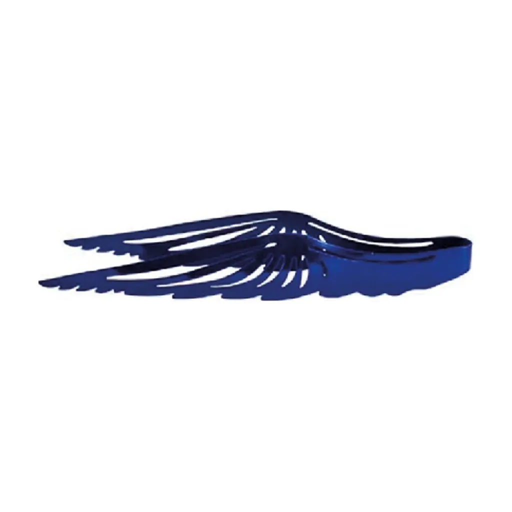 Pinzas azules para cachimba Animalesys, con brazos recortados en forma de alas, dispuestas horizontalmente sobre fondo blanco.