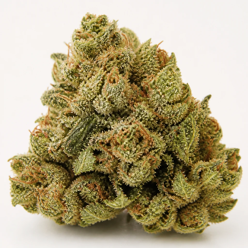 Ilustración de un cogollo compacto, verde y con pistilos anaranjados, para la ficha de Auto Critical Hog de TH Seeds.