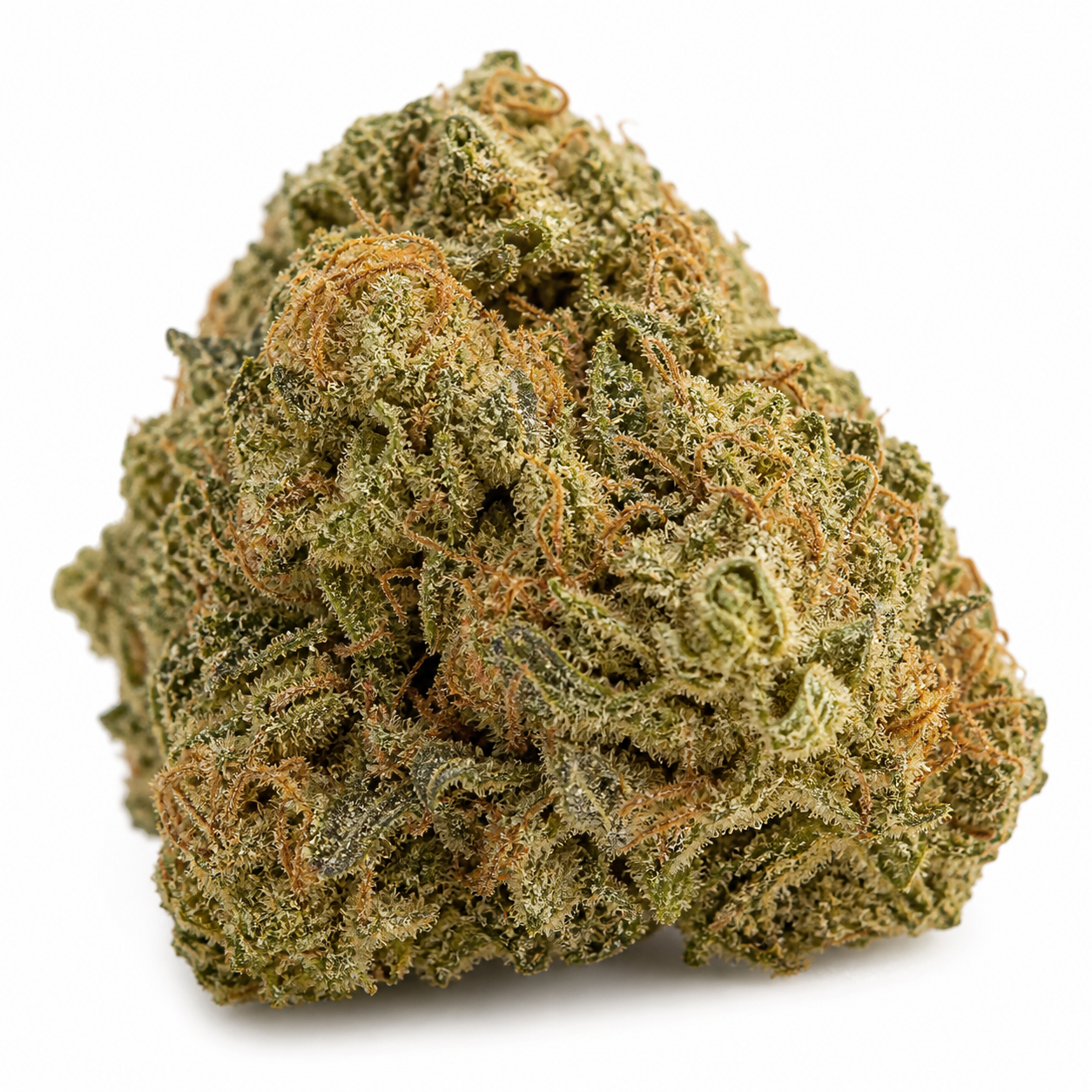 Cogollo de Mamba Negra CBD de Blimburn Seeds en primer plano, con tonos verdes, filamentos anaranjados y superficie resinosa.