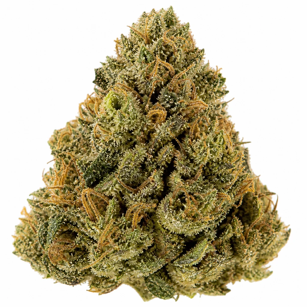 Ilustración de un cogollo cónico verde con filamentos anaranjados para la ficha de Gorilla Glue 4 Auto de Original Sensible Seeds.