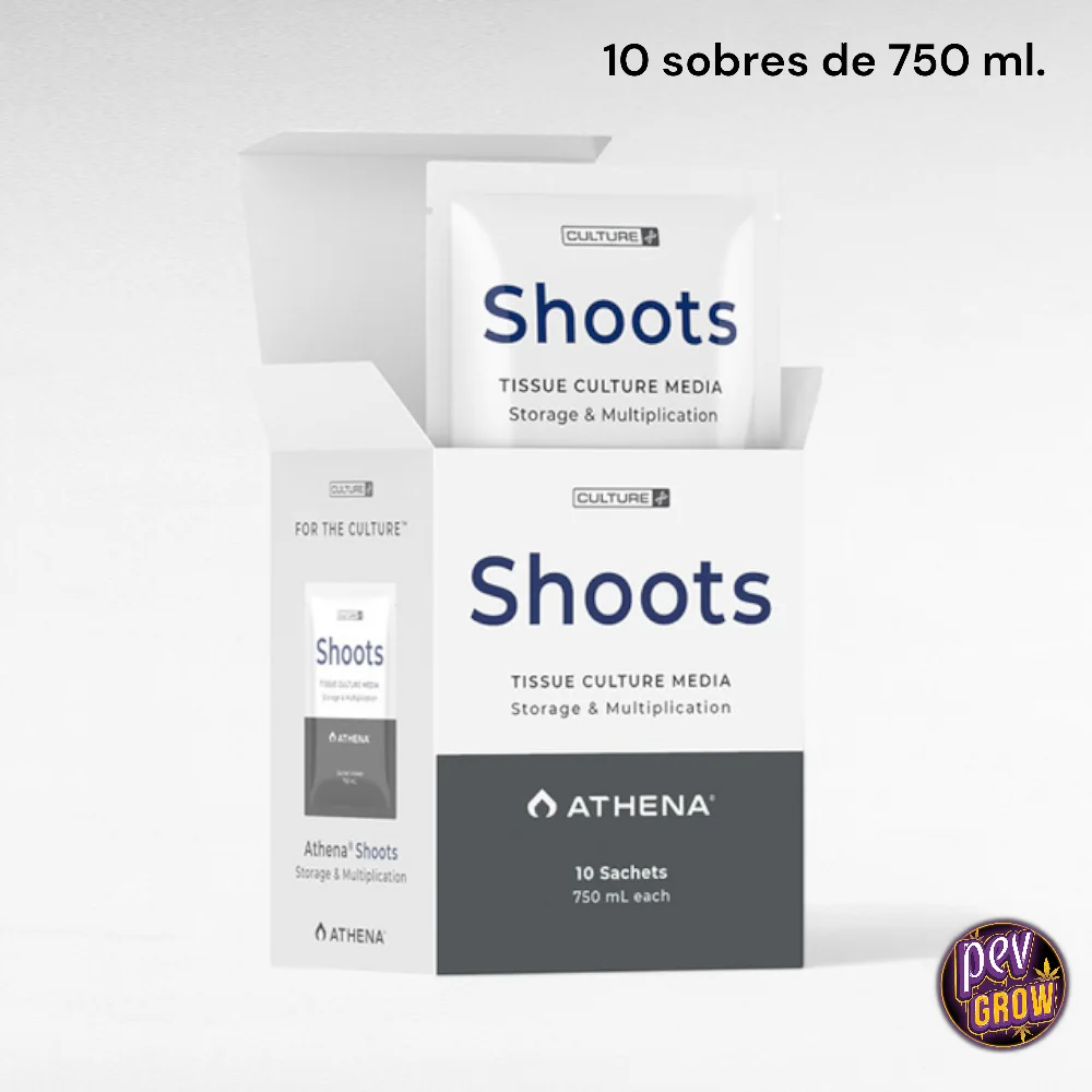 Caja abierta de Athena Shoots con un sobre visible y etiquetas de medio de cultivo de tejidos para almacenamiento y multiplicación. Caja abierta de Athena Shoots con un sobre visible y etiquetas de medio de cultivo de tejidos para almacenamiento y multiplicación.