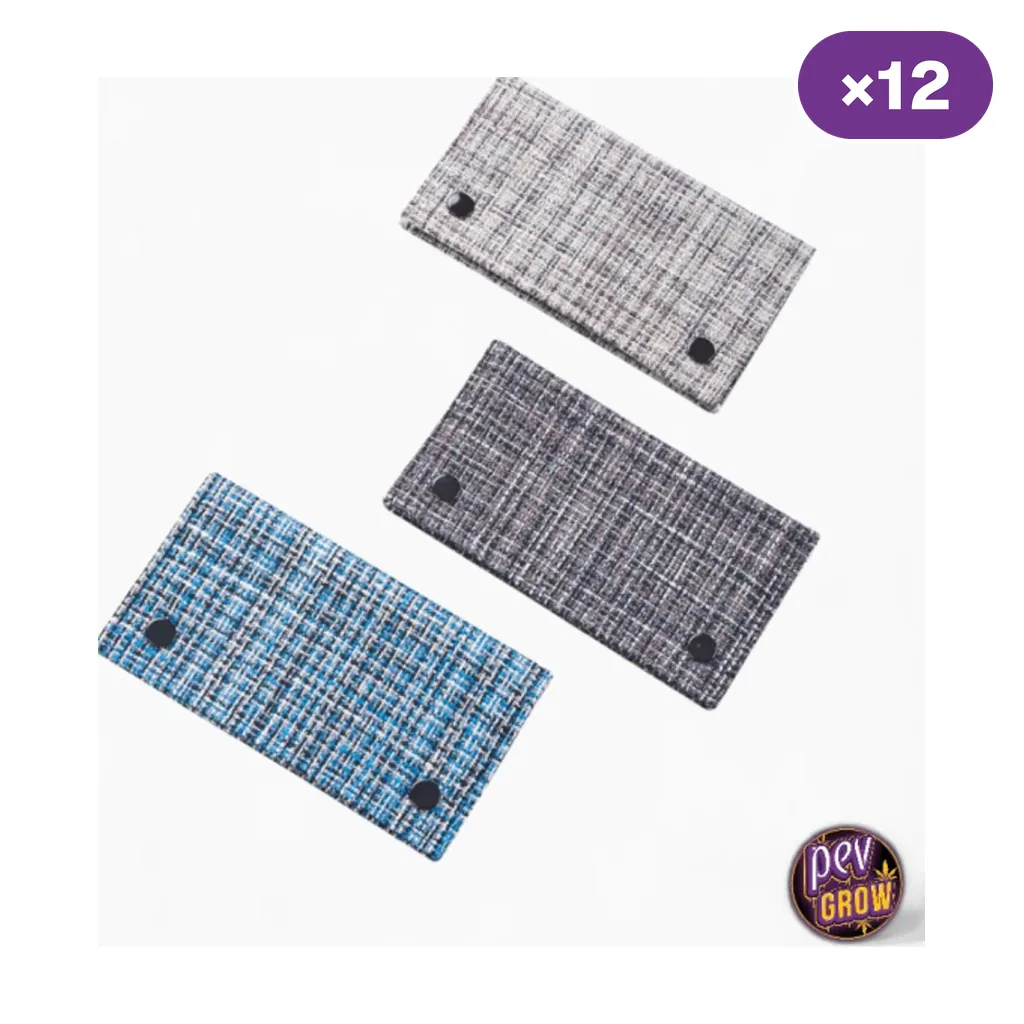 Selección de bolsas de tela para picadura Champ High La Siesta Arcade en tonos gris claro, gris oscuro y azul, con cierres negros.