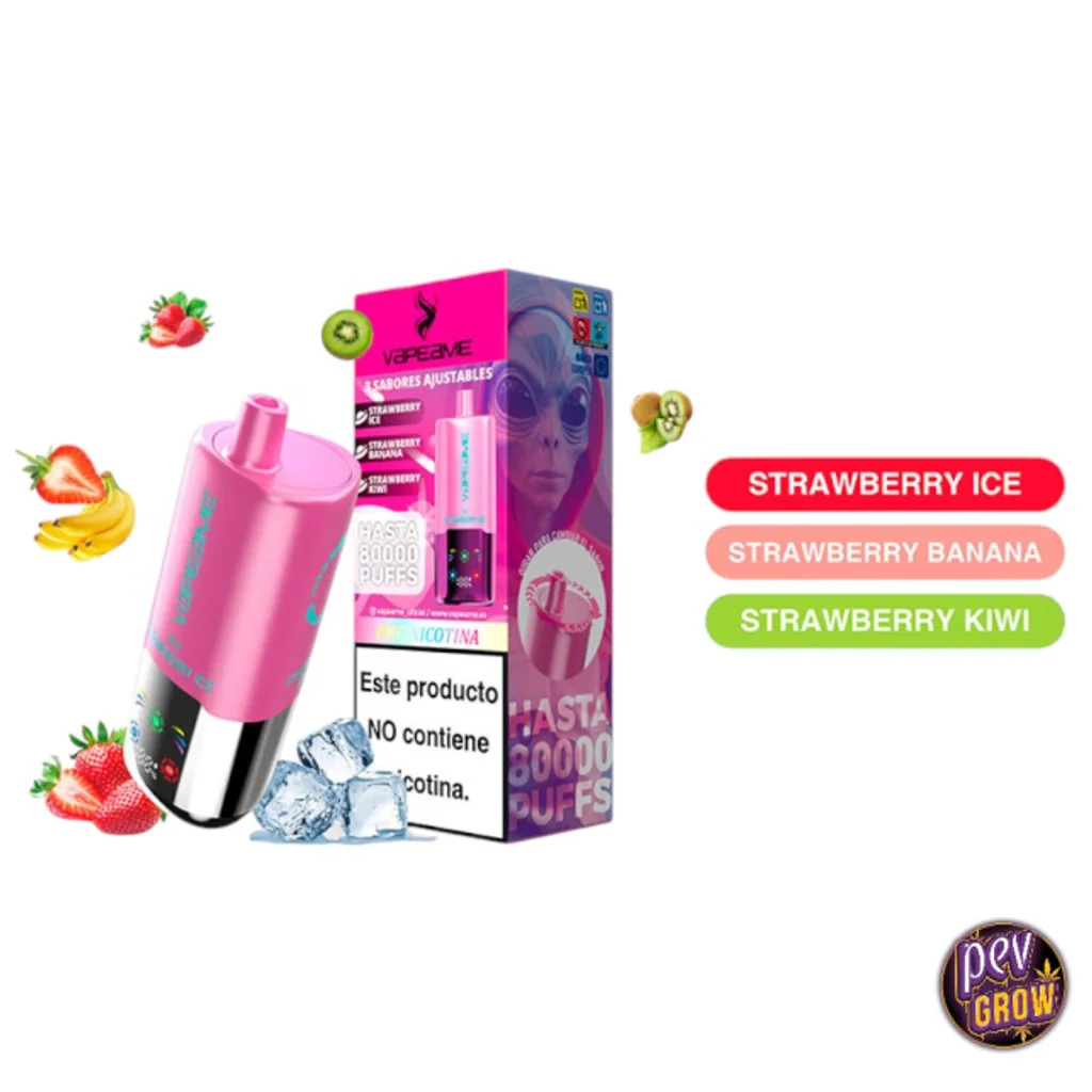 Vapeame Vaper Desechable Rosa 3 en 1, 0 % de Nicotina
