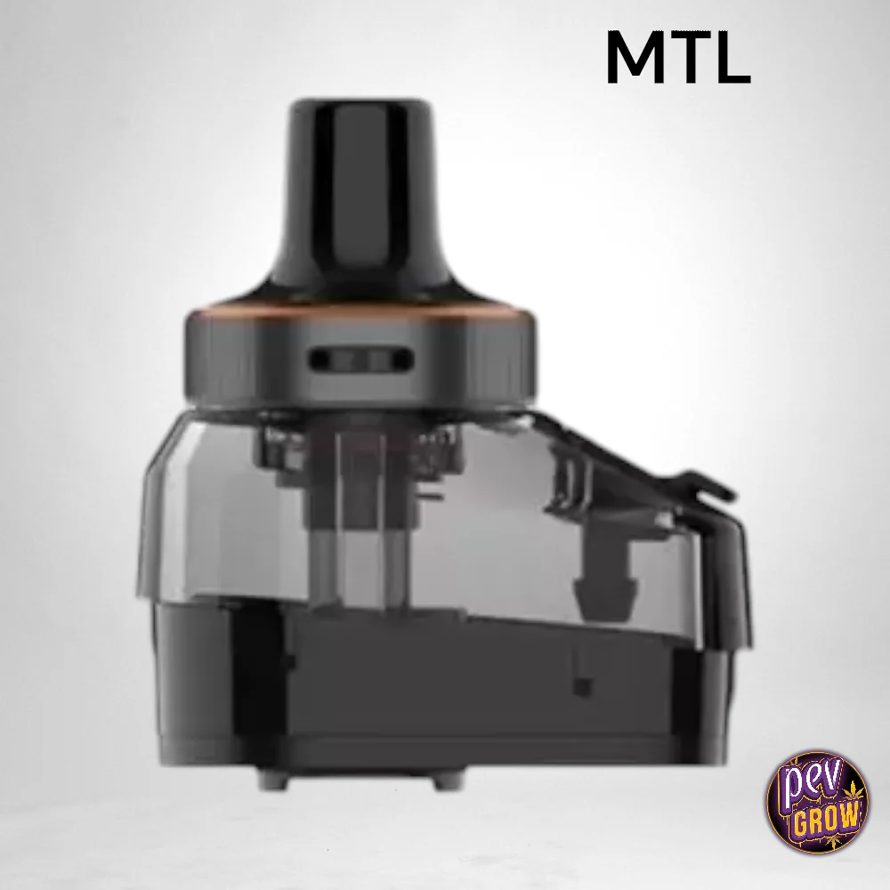 Pod Vaporesso Armour G Series con depósito translúcido oscuro y boquilla negra, acompañado de la indicación MTL.