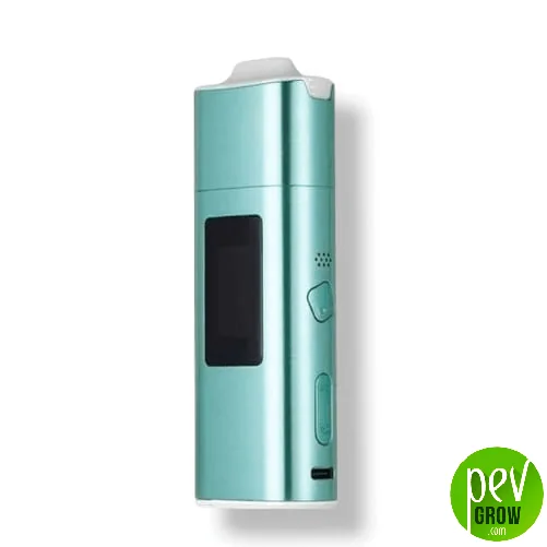 Vaporizador Xlux Roffu verde turquesa en posición vertical, con pantalla negra, botones laterales y boquilla clara.